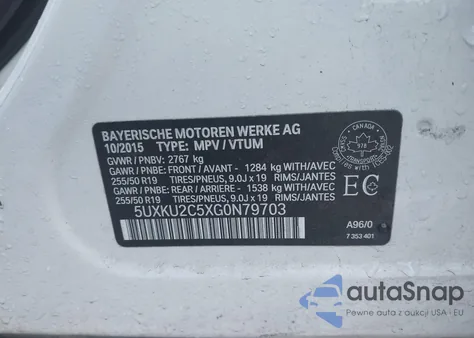 2016 BMW X6 xDrive35I from USA, damaged, VIN 5UXKU2C5XG0N79703